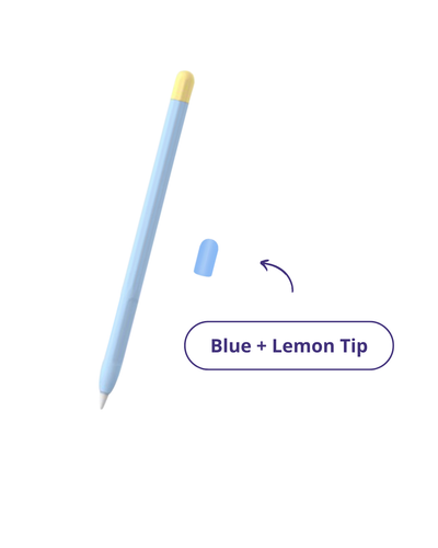 Apple Silicon Pencil Case Model 2nd Gen - Blue + Lemon Tip