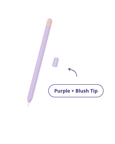 Apple Silicon Pencil Case Model 1st Gen - Purple + Blush Tip