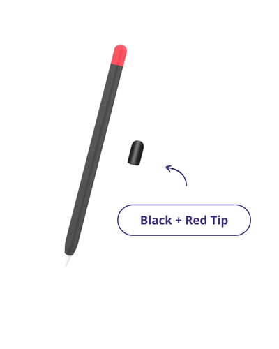 Apple Silicon Pencil Case Model 1st Gen - Black + Red Tip