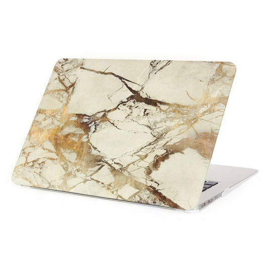 Air 11" Macbook Case in Marble White With Gold Streaks